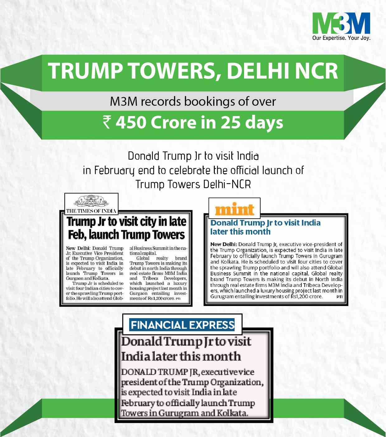 Trump Towers records bookings of over Rs 450 Crore in 25 Days Update